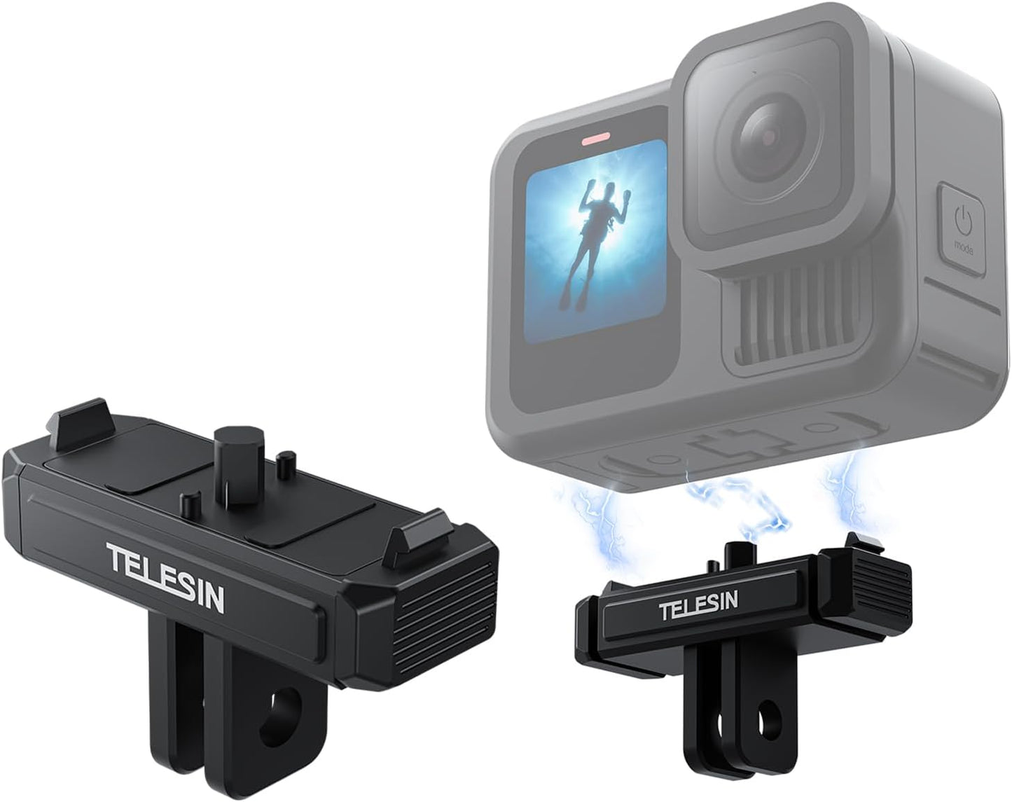 TELESIN Magnetic Quick Release Base Mount For GoPro HERO 13 Black | Metal Base Adapter / Dual Lock Anti-Slip Button Design