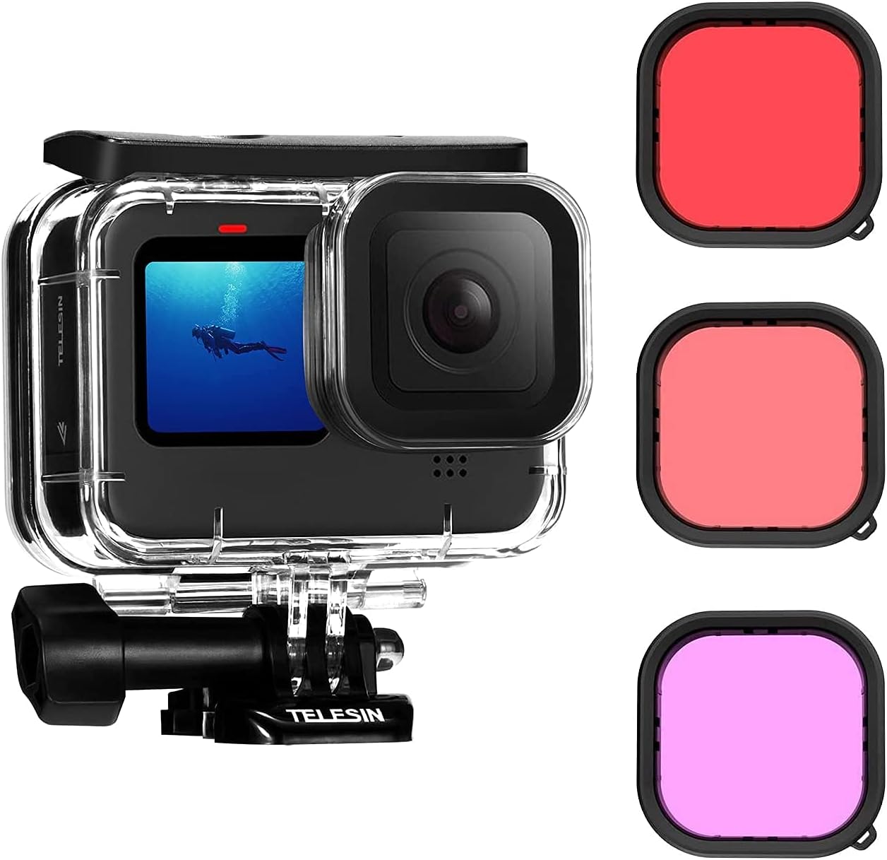 TELESIN 45M Housing with 3 Pack Dive Filters for GoPro Hero 13/12/11/10