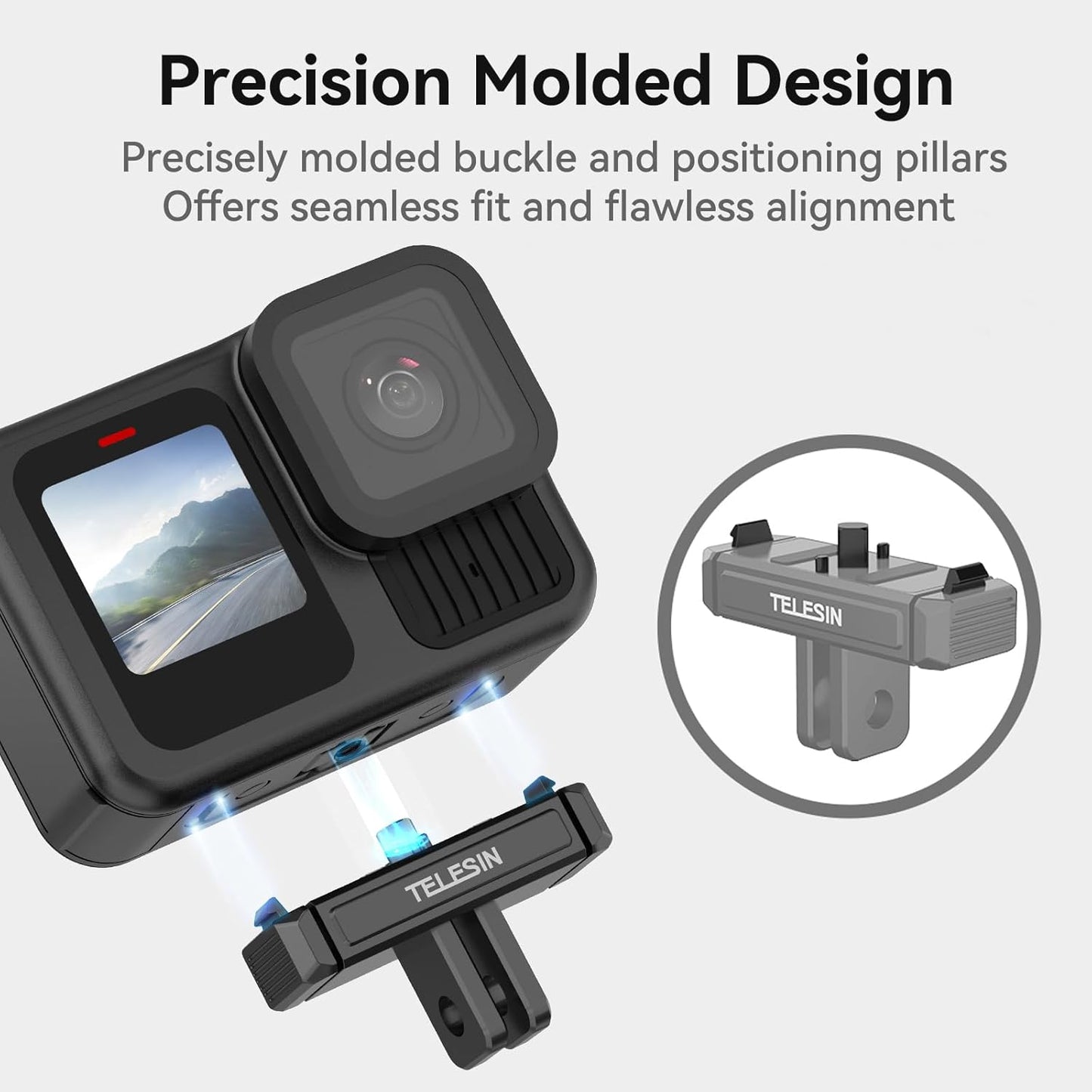 TELESIN Magnetic Quick Release Base Mount For GoPro HERO 13 Black | Metal Base Adapter / Dual Lock Anti-Slip Button Design