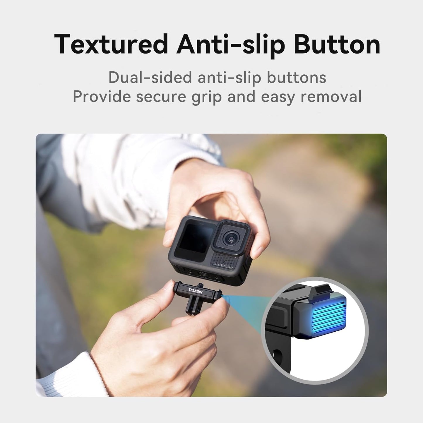 TELESIN Magnetic Quick Release Base Mount For GoPro HERO 13 Black | Metal Base Adapter / Dual Lock Anti-Slip Button Design