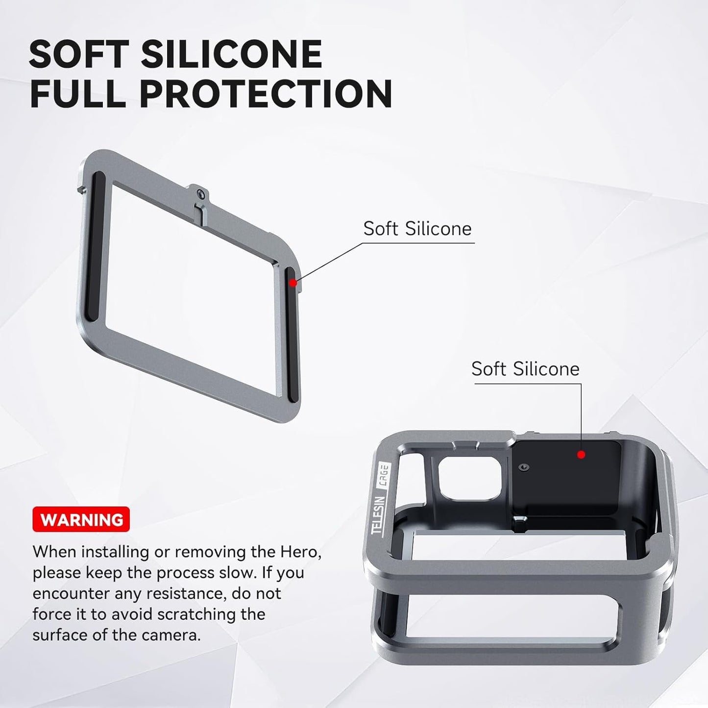 TELESIN Aluminum Metal Cage for GoPro HERO 13/12/11/10 | Protective Housing Frame Case with Lens Filter Compatibility and Cold Shoe Mount