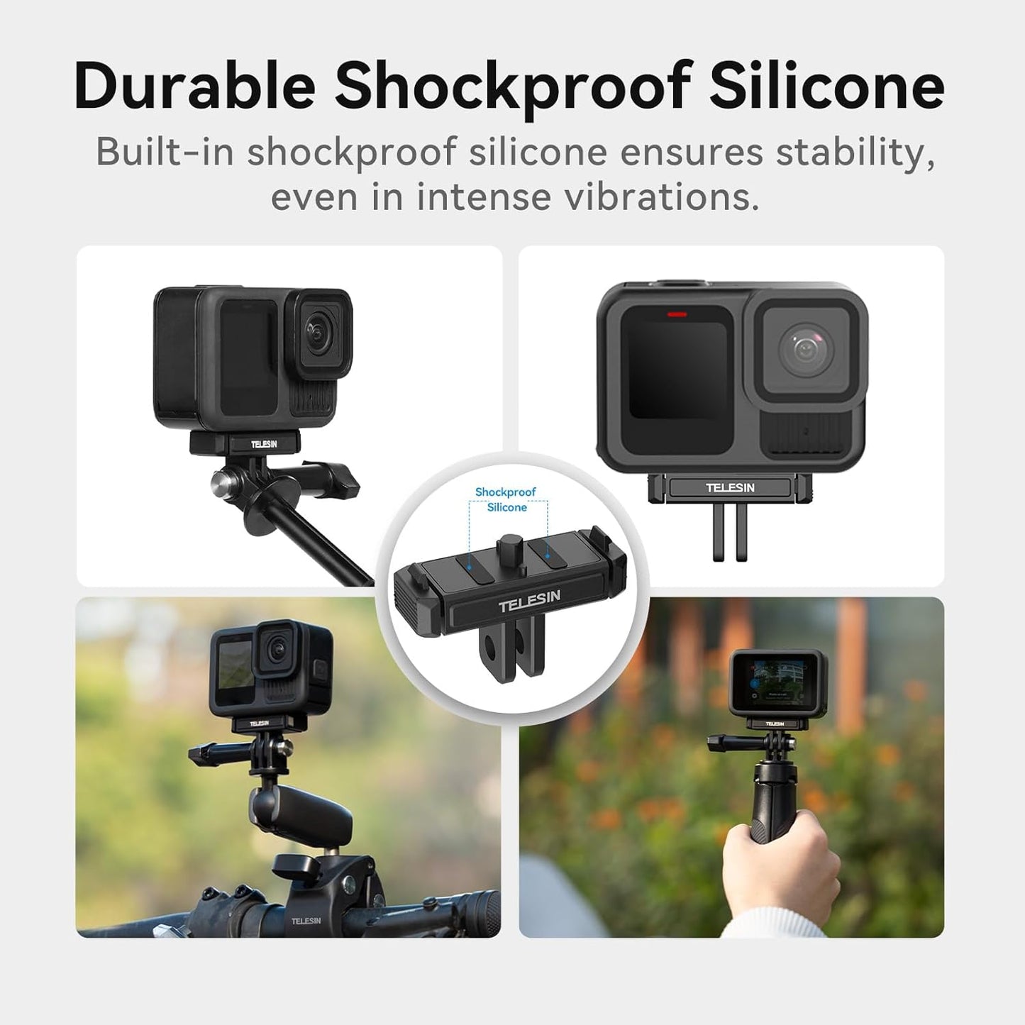 TELESIN Magnetic Quick Release Base Mount For GoPro HERO 13 Black | Metal Base Adapter / Dual Lock Anti-Slip Button Design