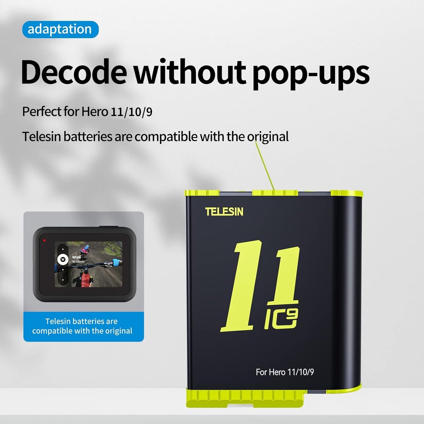 HERO13/HERO12/HERO11 TELESIN 2-Pack Batteries + 3 Slots Charger