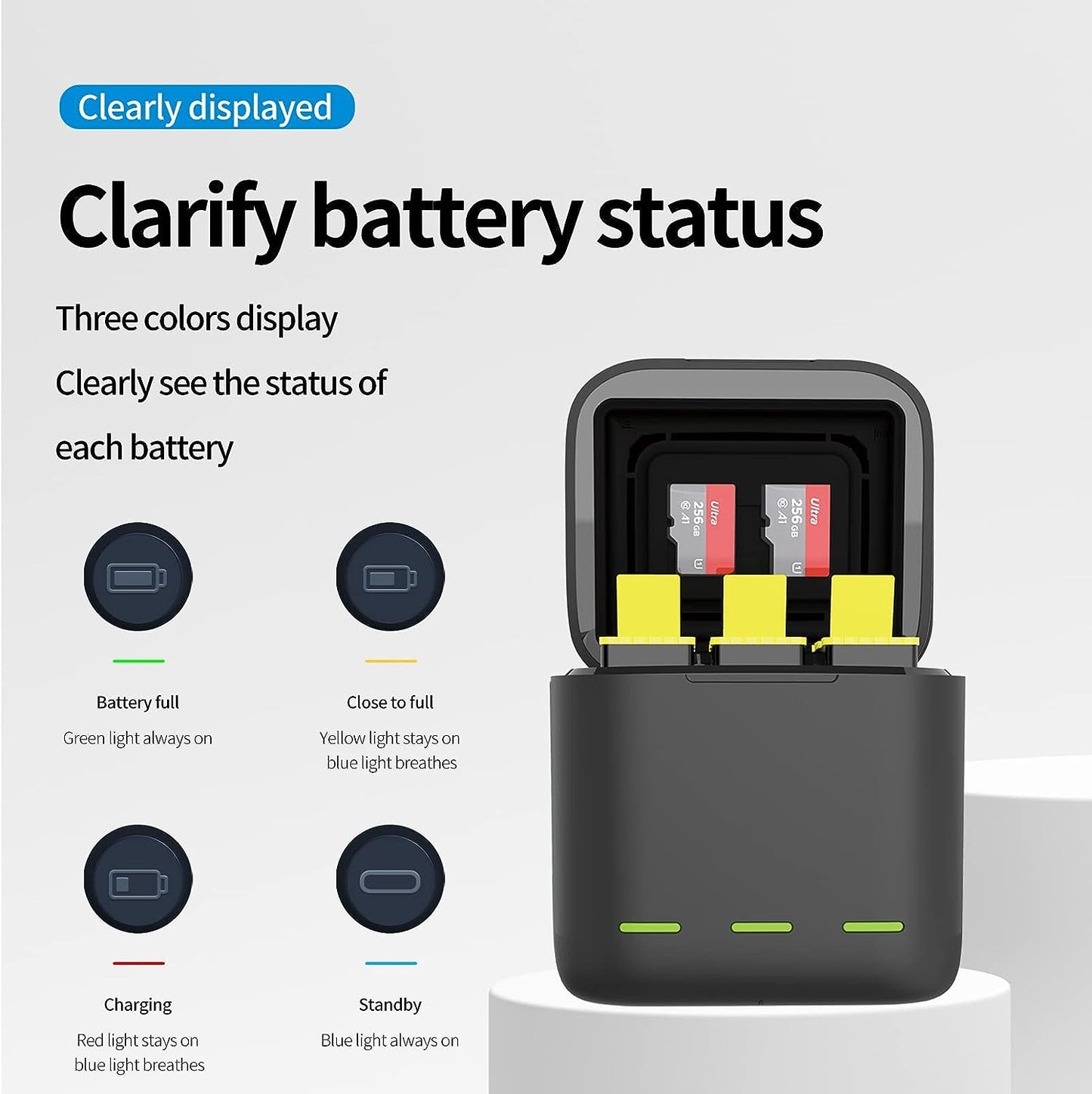 HERO13/HERO12/HERO11 TELESIN 2-Pack Batteries + 3 Slots Charger
