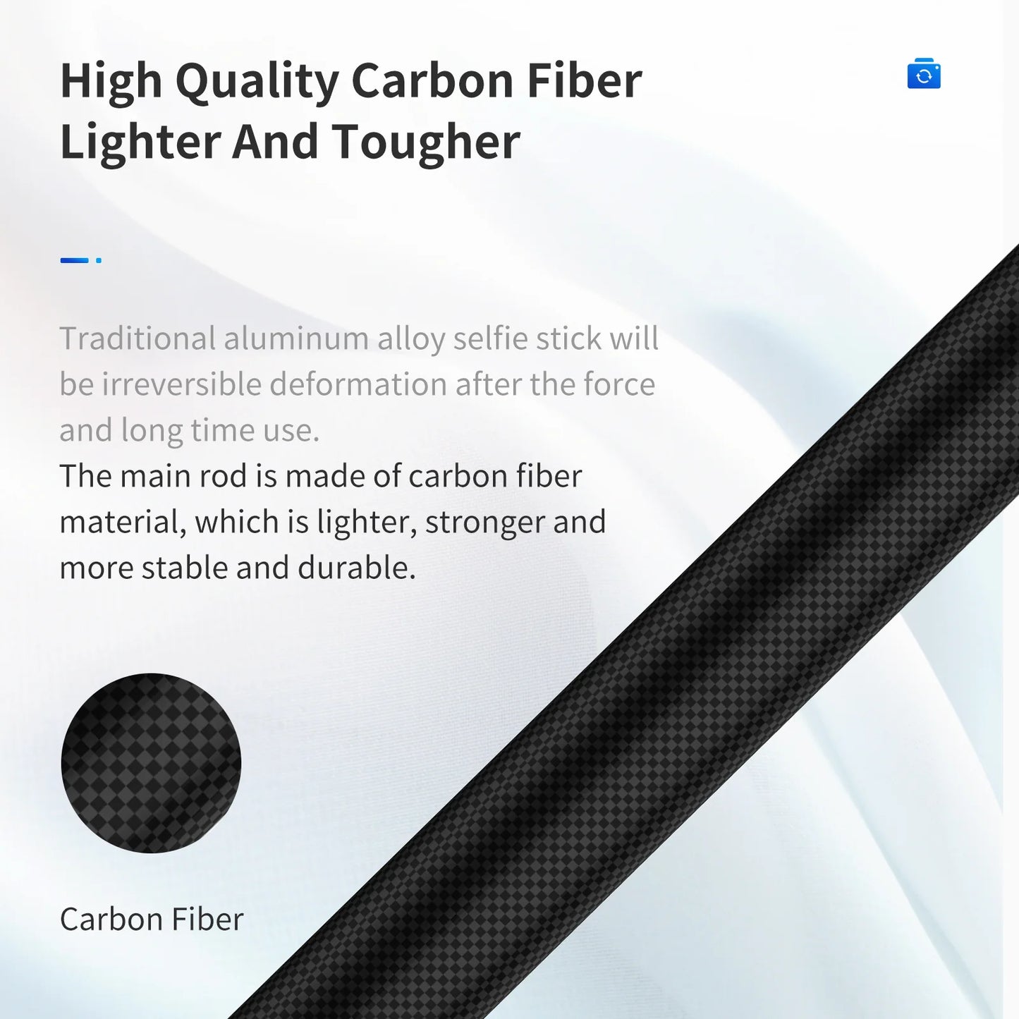 TELESIN 1.16m Carbon Fiber Ultra Light Selfie-Stick for GoPro and all Action Cameras